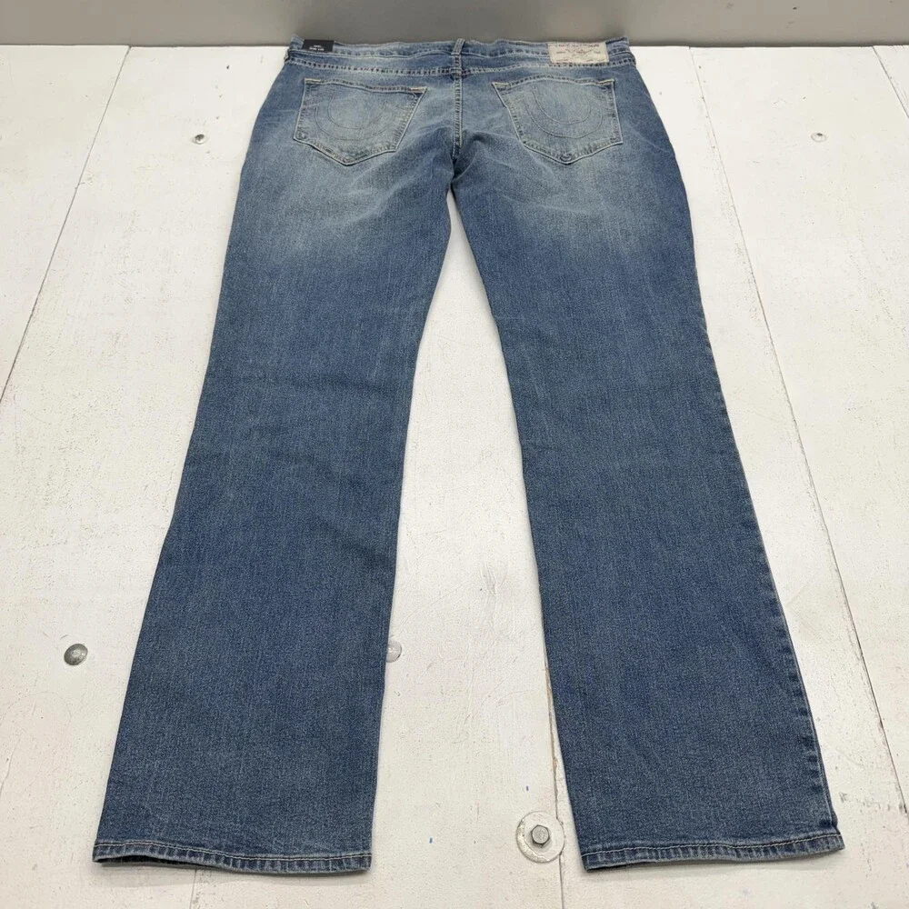 True Religion Ricky Relaxed Straight Jeans Mens 38x34 Medium Wash Denim Pants